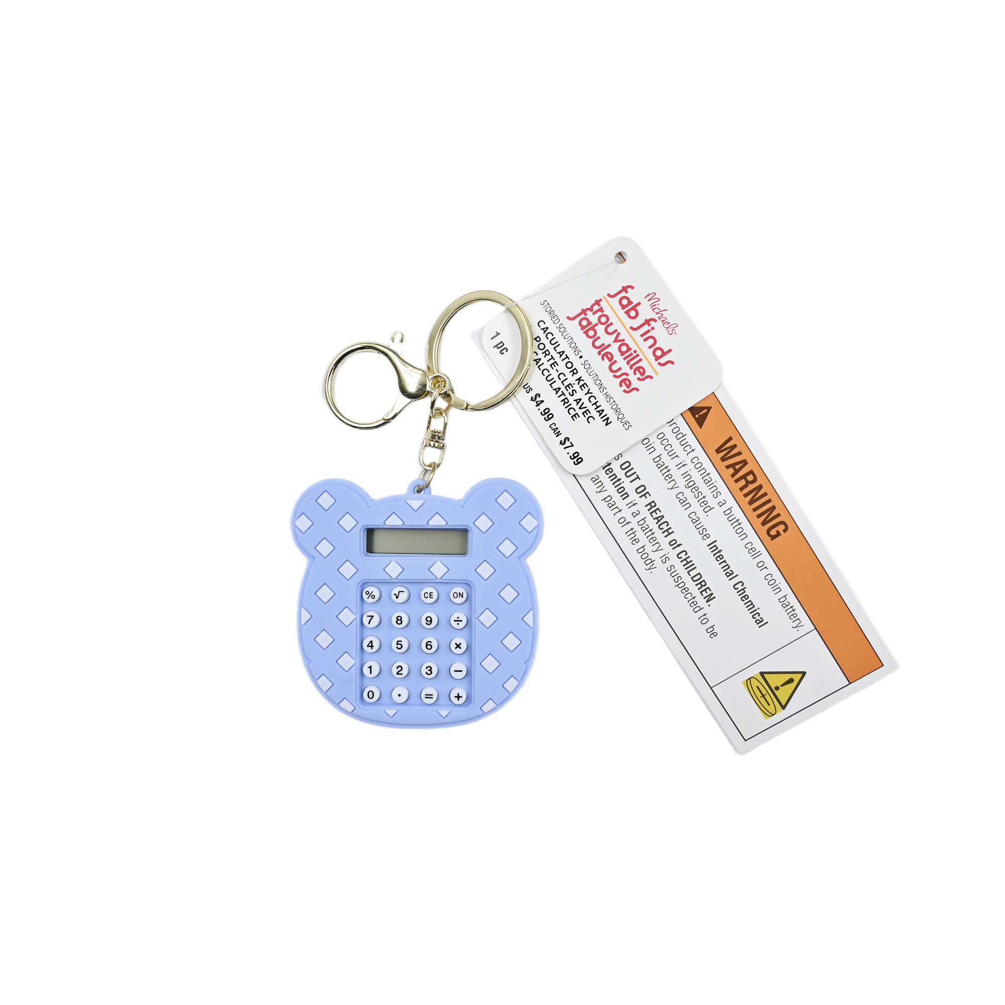 Mini Blue Keychain Calculator by Fab Finds
